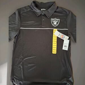 Las Vegas Raiders Black Polo Shirt pipe Size MED Nike Dri-Fit NFL Summer Golf